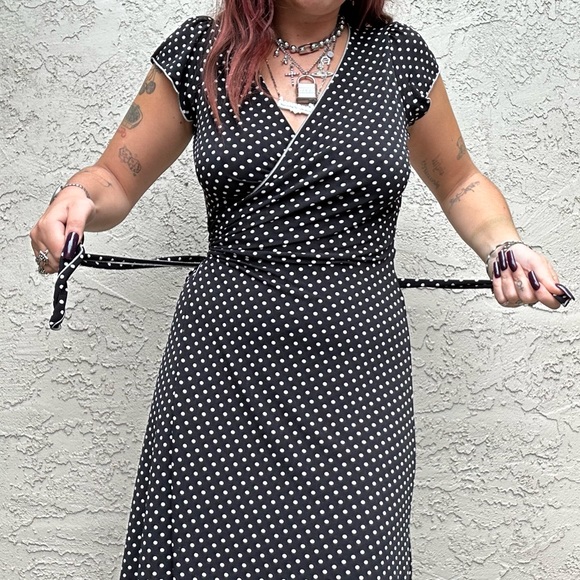 Studio M Polka Dot Wrap Midi Dress - Picture 9 of 10